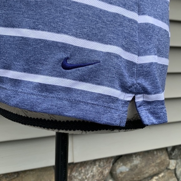 NIKE DRI-FIT Sleeveless Striped Golf Polo - Heathered Blue/White - Picture 6 of 16
